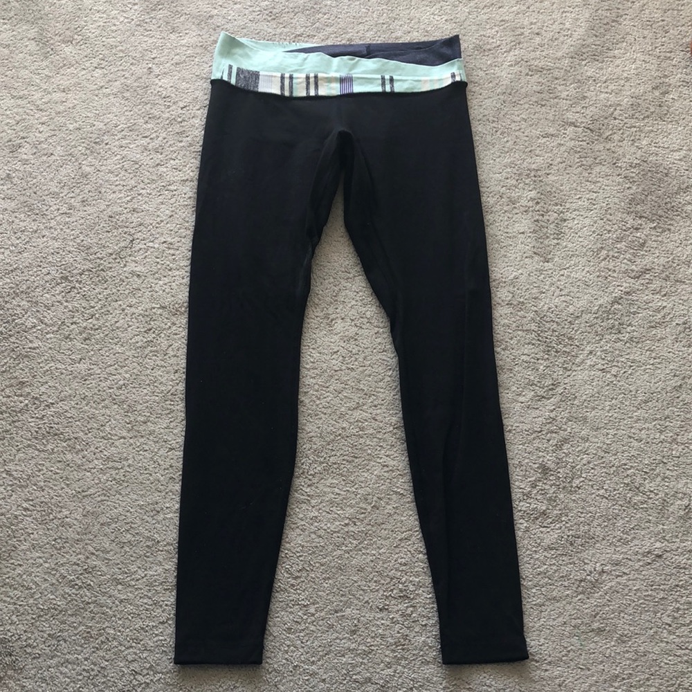 Full length Lulu Lemon Leggings with Blue Waistband